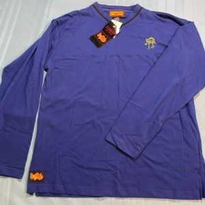 VTG 1996 Jerry Garcia Art Wear Long Sleeve Blue V-Neck Shirt Cotton Size Med NWT